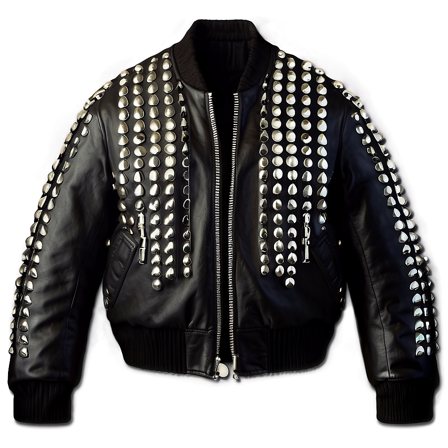 Studded Leather Bomber Png 06282024