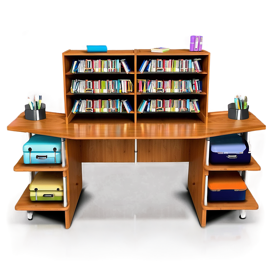 Student Desk With Bookshelf Png 27