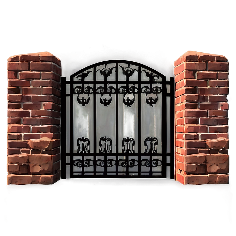 Sturdy Brick And Iron Gate Png 19