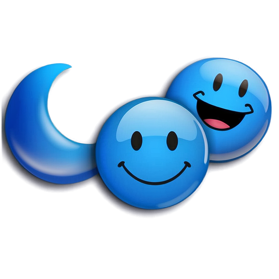 Stylish Blue Emojis Png Set 6