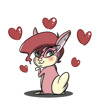 Stylish Cartoon Bunnywith Hearts