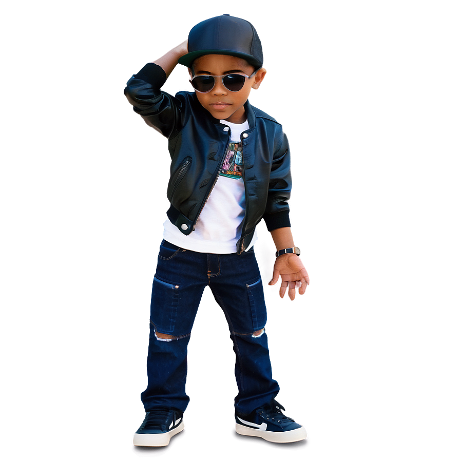 Stylish Childin Leather Jacketand Sunglasses