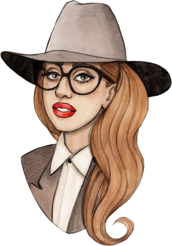 Stylish Female Cartoon Characterwith Hat