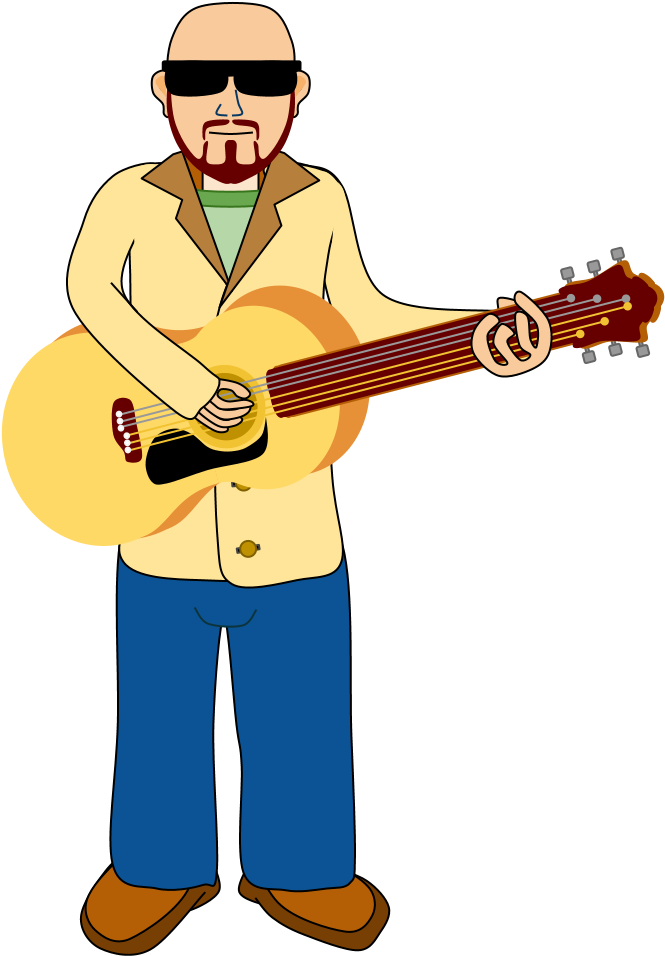 Stylish Guitarist Cartoon