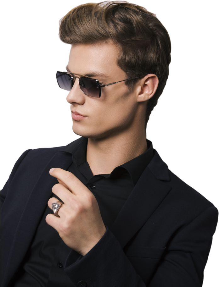 Stylish Manin Sunglassesand Black Outfit