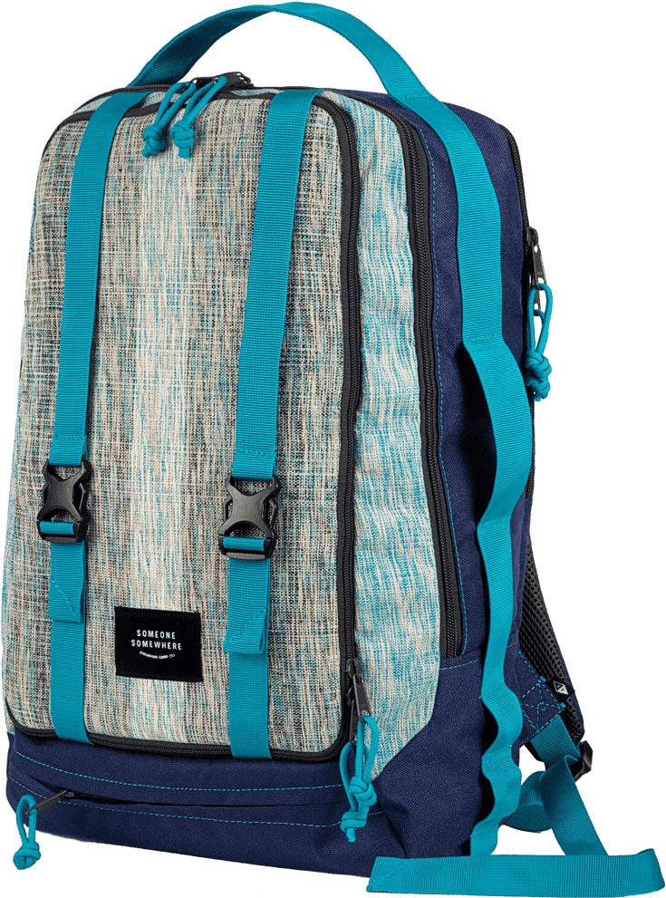 Stylish Travel Backpack Blue Stripes