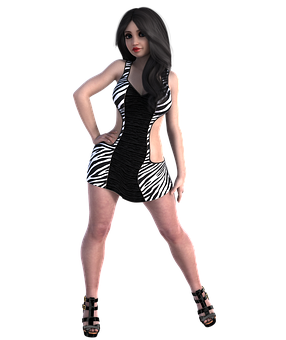 Stylish3 D Modelin Zebra Dress