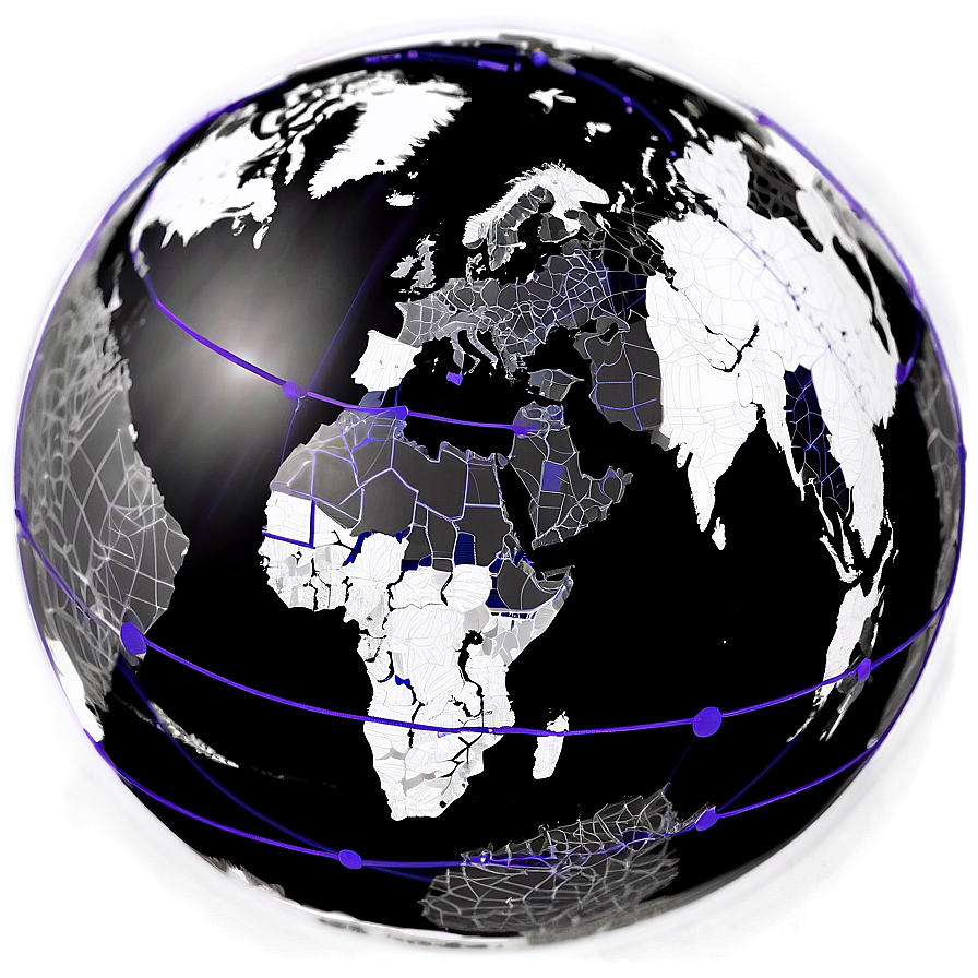 Stylized Black And White Globe Png 19