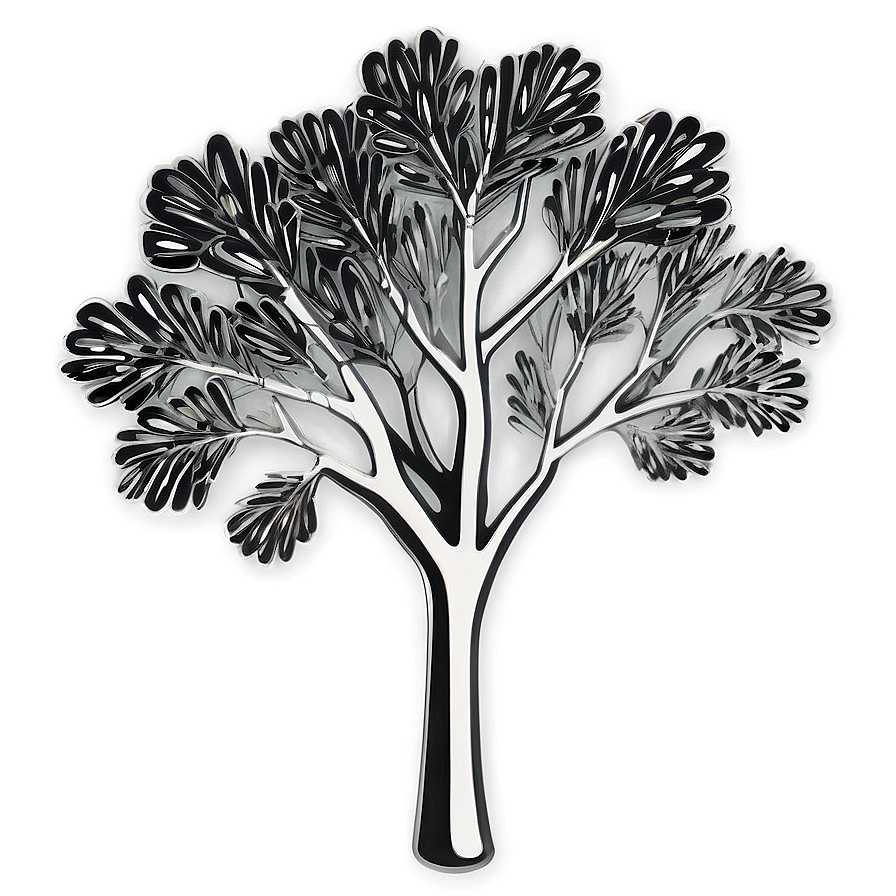 Stylized Black And White Tree Graphic Png 97