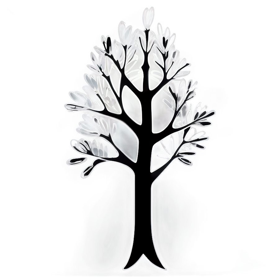 Stylized Black And White Tree Graphic Png Hee9