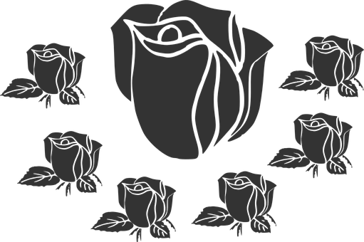 Stylized Black Roses Pattern