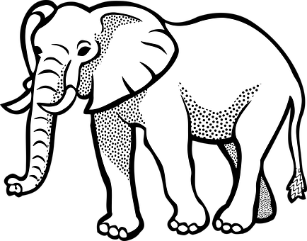 Stylized Blackand White Elephant