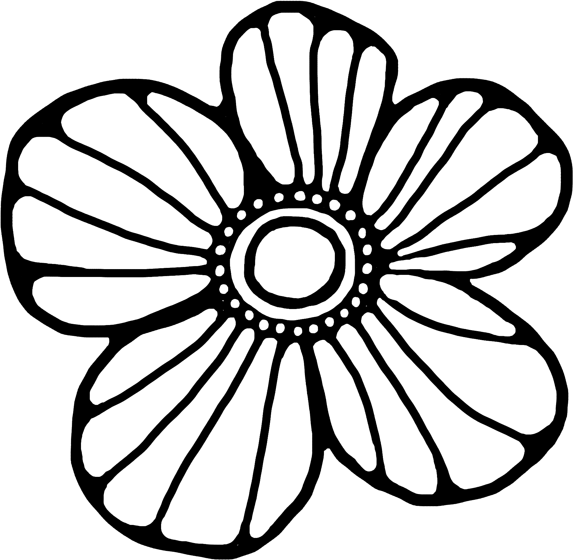 Stylized Blackand White Flower Drawing