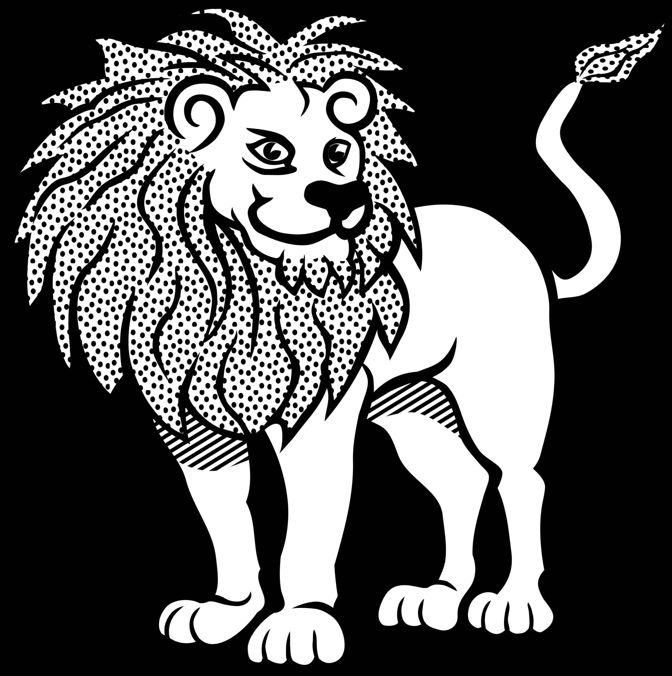 Stylized Blackand White Lion Illustration