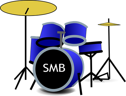 Stylized Blue Drum Set Illustration