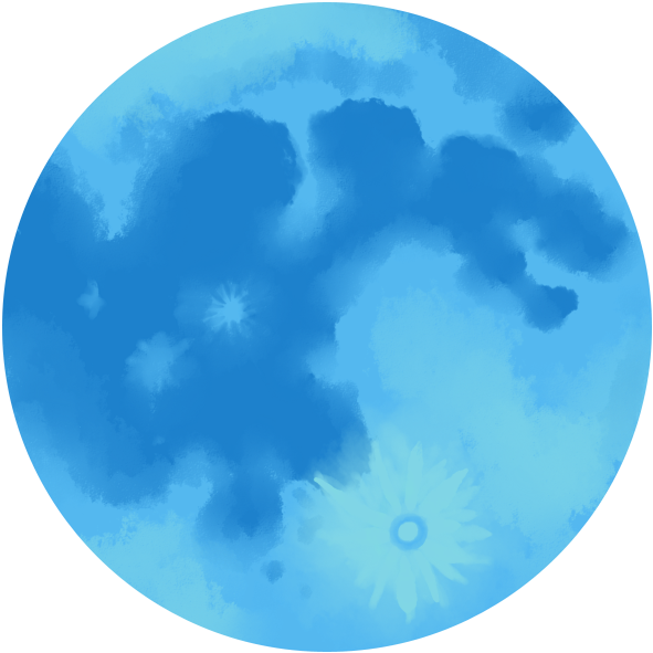 Stylized Blue Full Moon Illustration