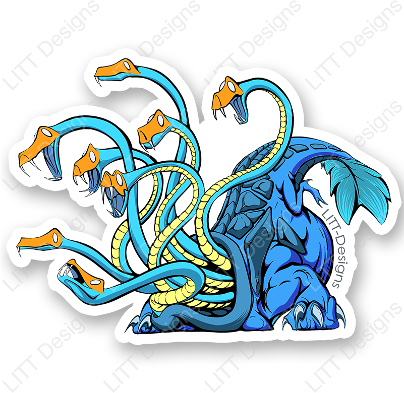 Stylized Blue Hydra Illustration