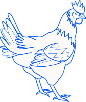 Stylized Blue Rooster Illustration