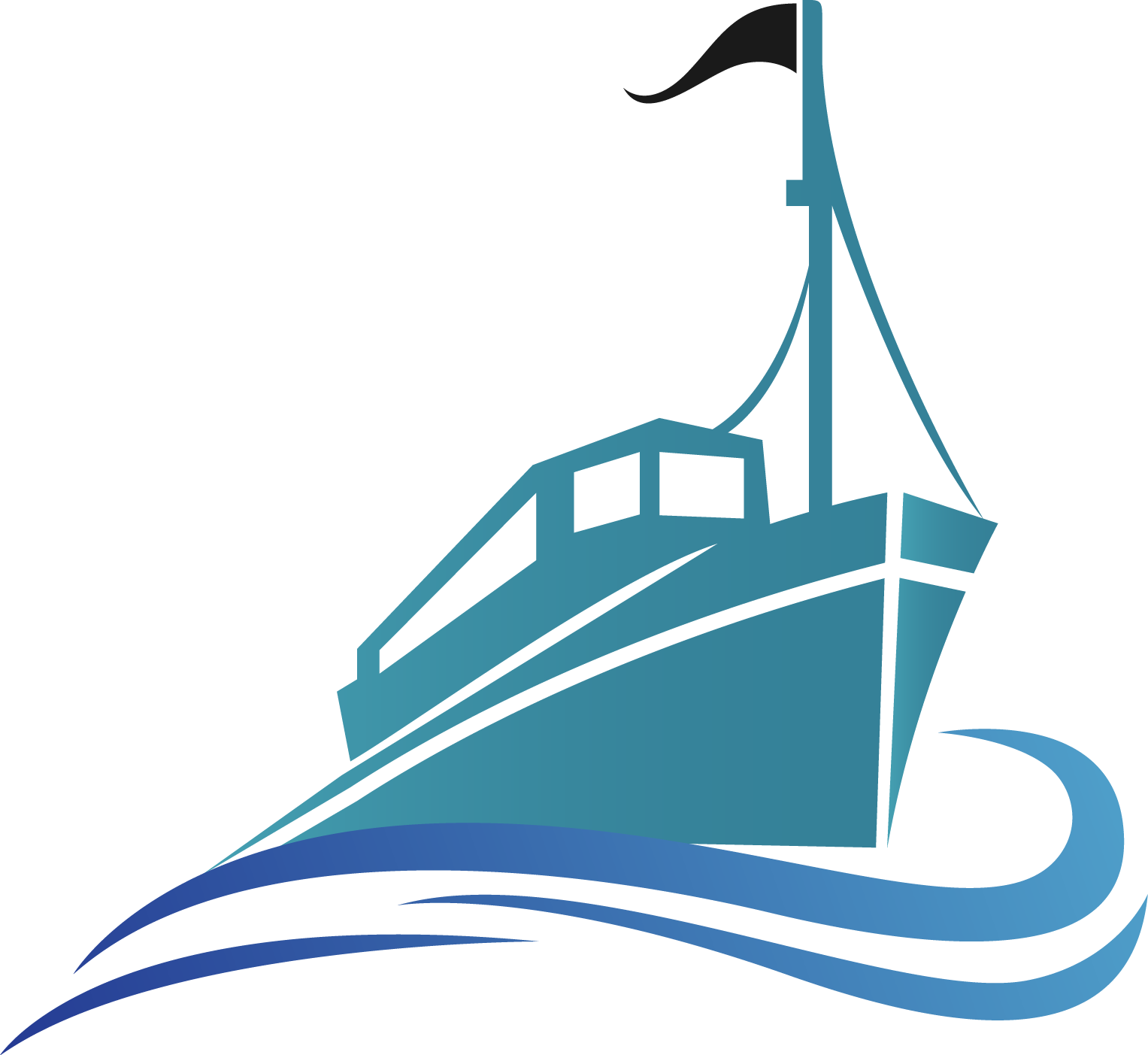 Stylized Blue Ship Vector