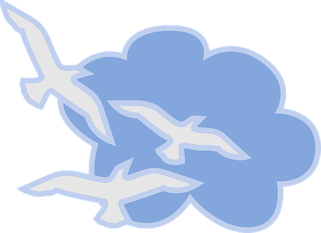 Stylized Cloudand Birds Illustration