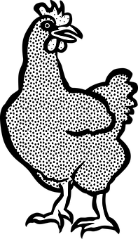 Stylized Dot Pattern Chicken Illustration