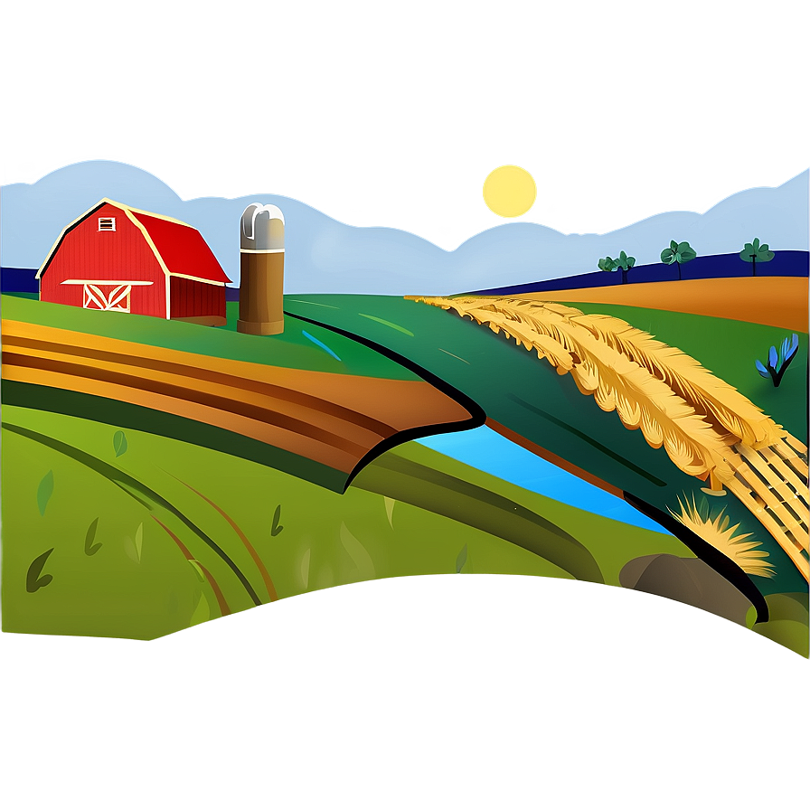 Stylized Farm And Fields Png 91