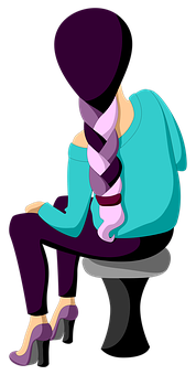 Stylized Girl Sitting With Long Braid