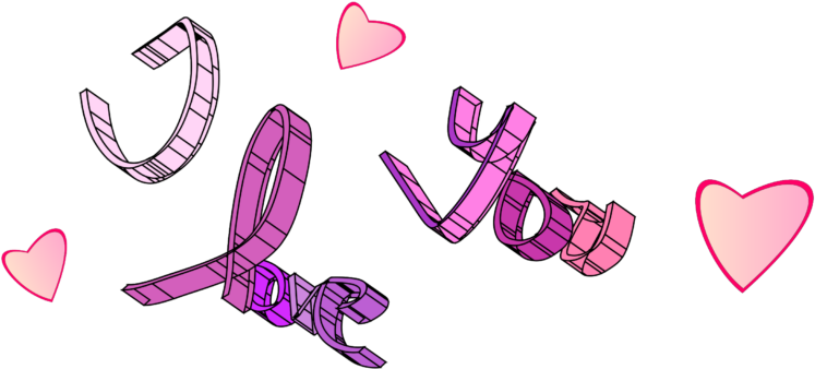 Stylized I Love You Text With Hearts