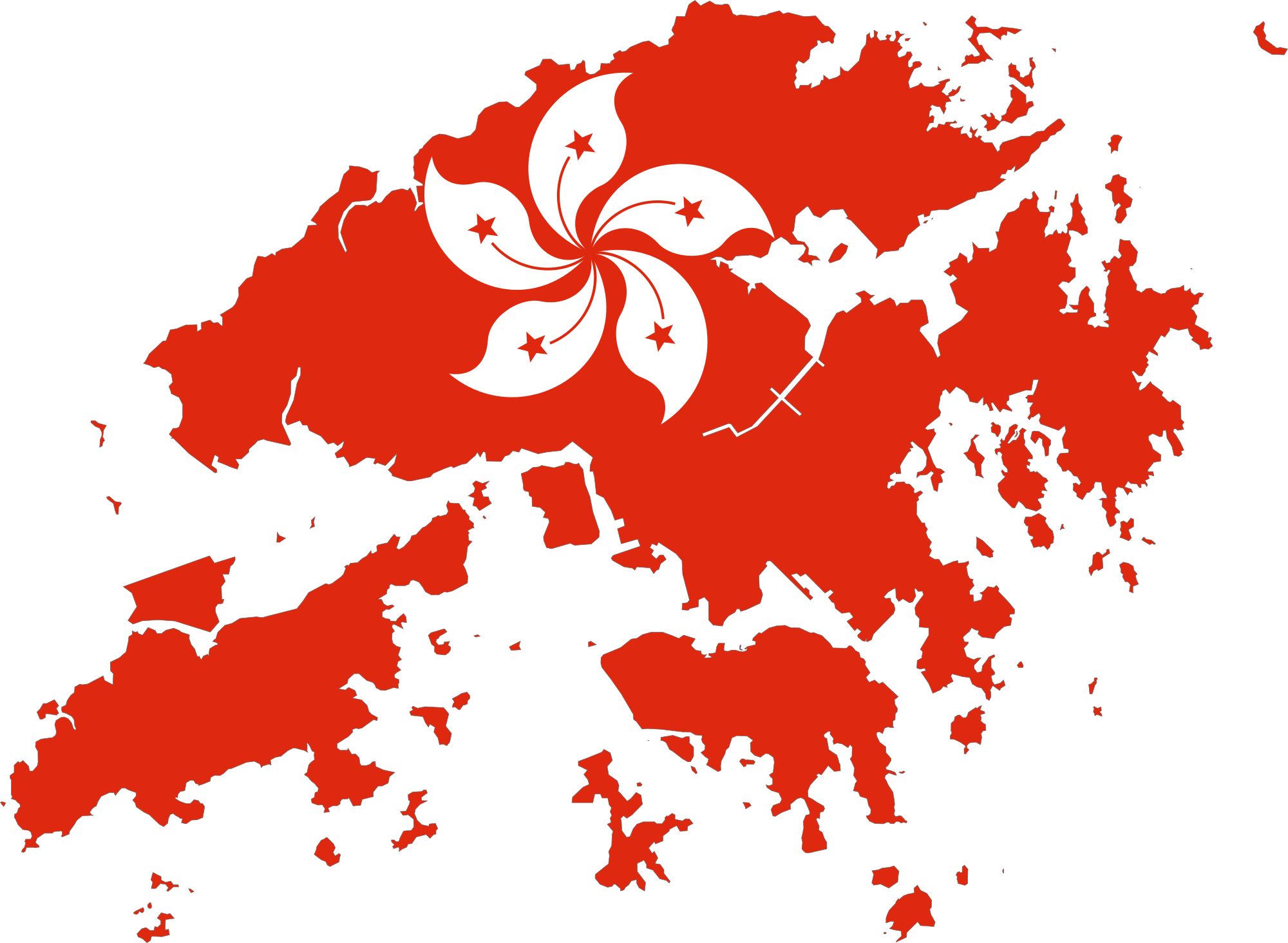 Stylized Mapof Hong Kongwith Floral Emblem