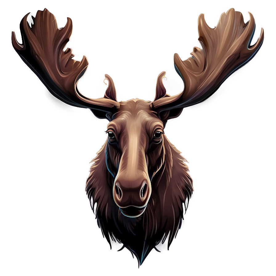 Stylized Moose Head Portrait Png 25