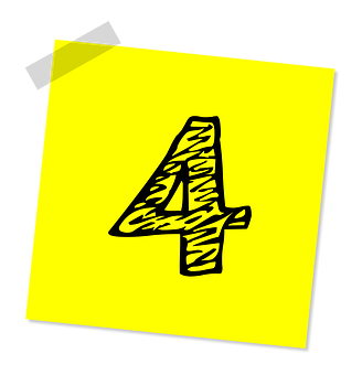 Stylized Number4on Yellow Background