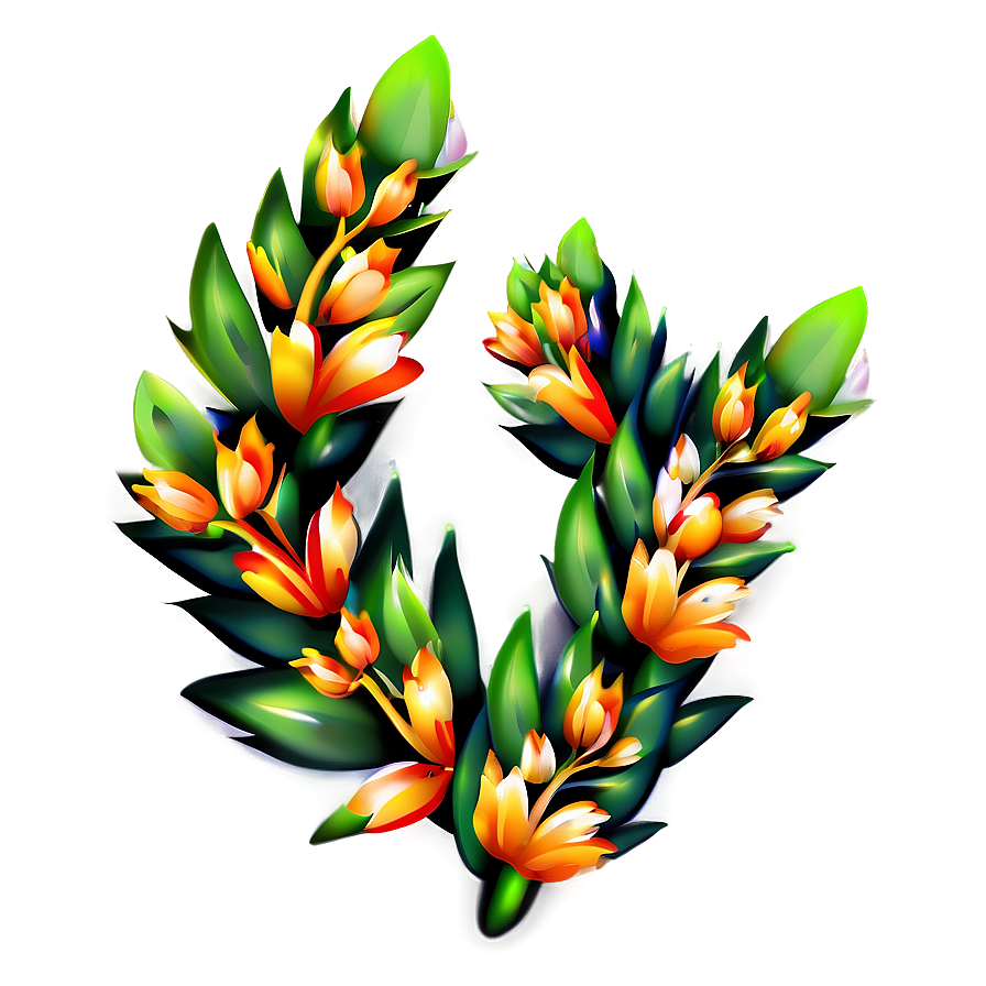 Stylized Orange Floral Png 06122024