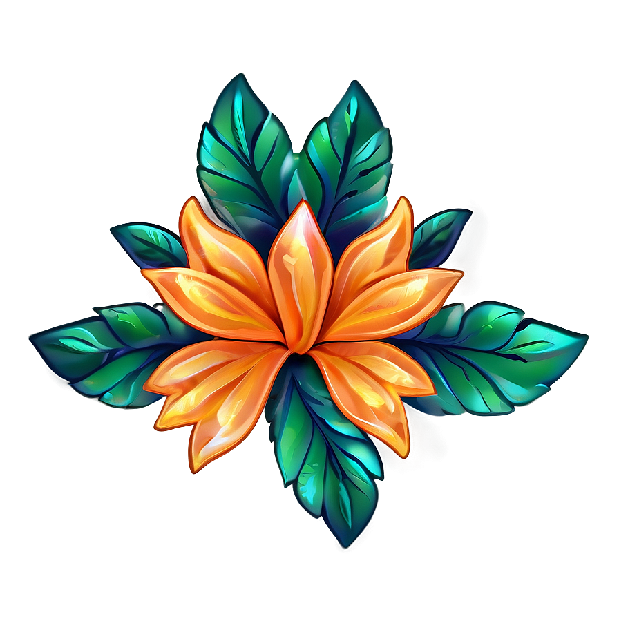 Stylized Orange Floral Png Eaw14