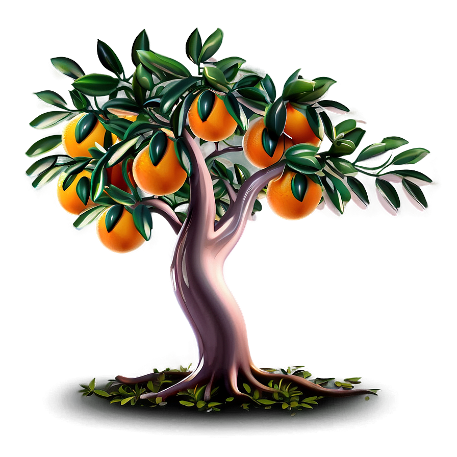 Stylized Orange Tree Png 06132024