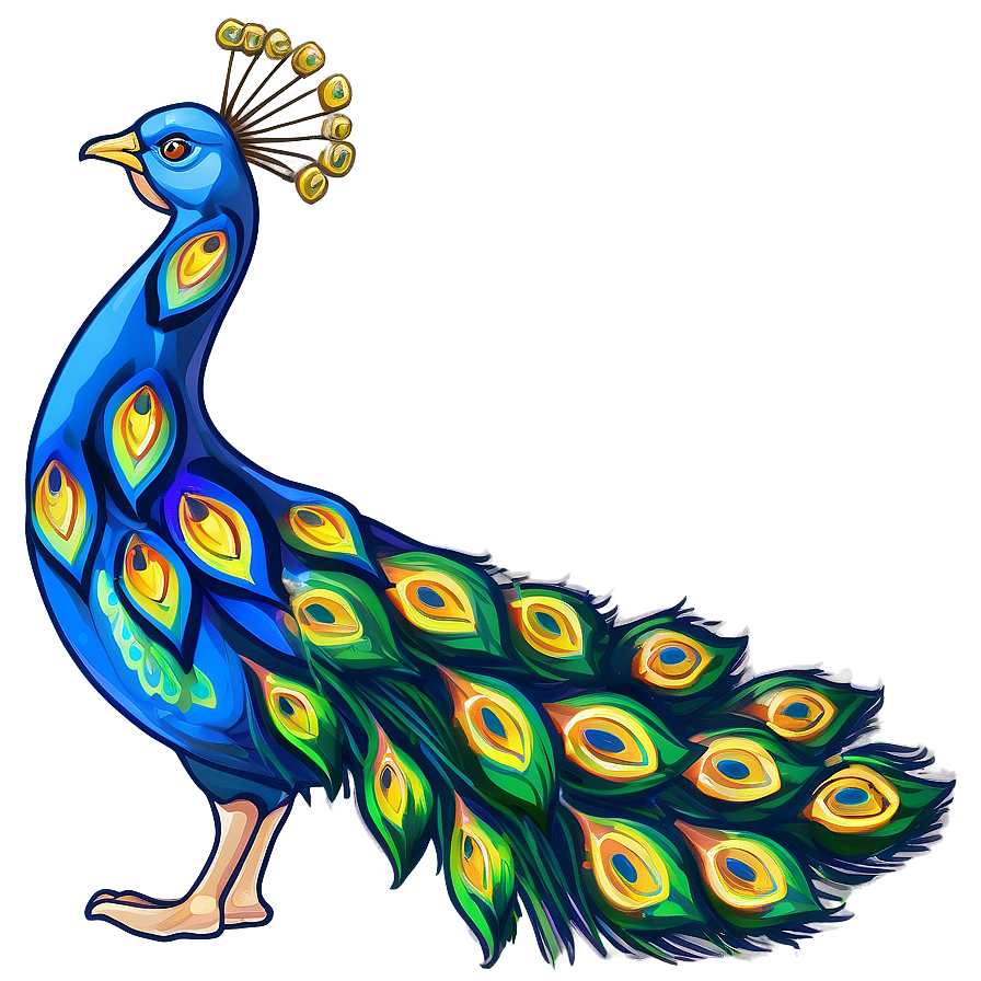 Stylized Peacock Drawing Png Bxn