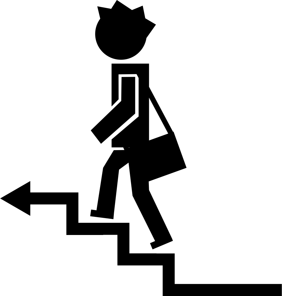 Stylized Person Climbing Stairs Icon