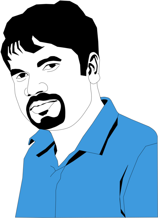 Stylized Portraitof Manin Blue Shirt