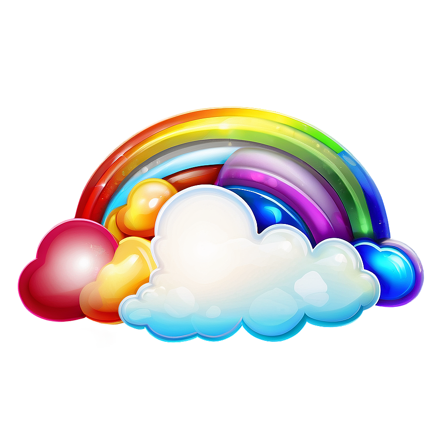 Stylized Rainbow With Clouds Png 06282024