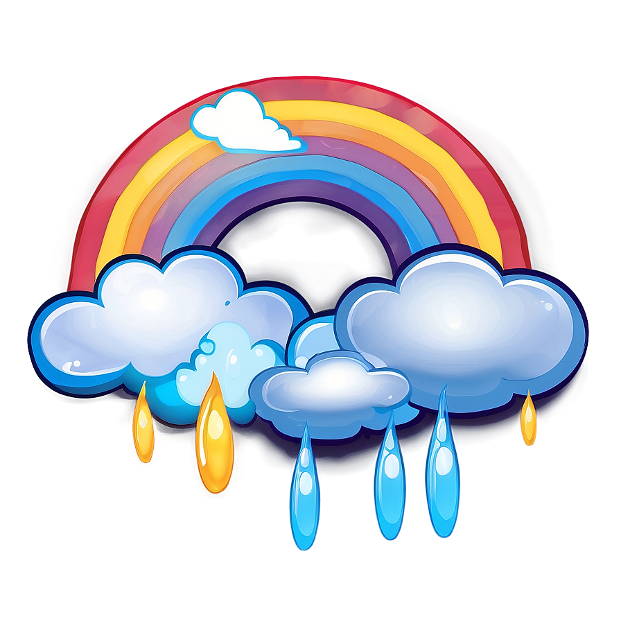 Stylized Rainbow With Clouds Png Bvi69