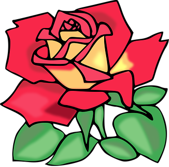 Stylized Redand Yellow Rose Artwork