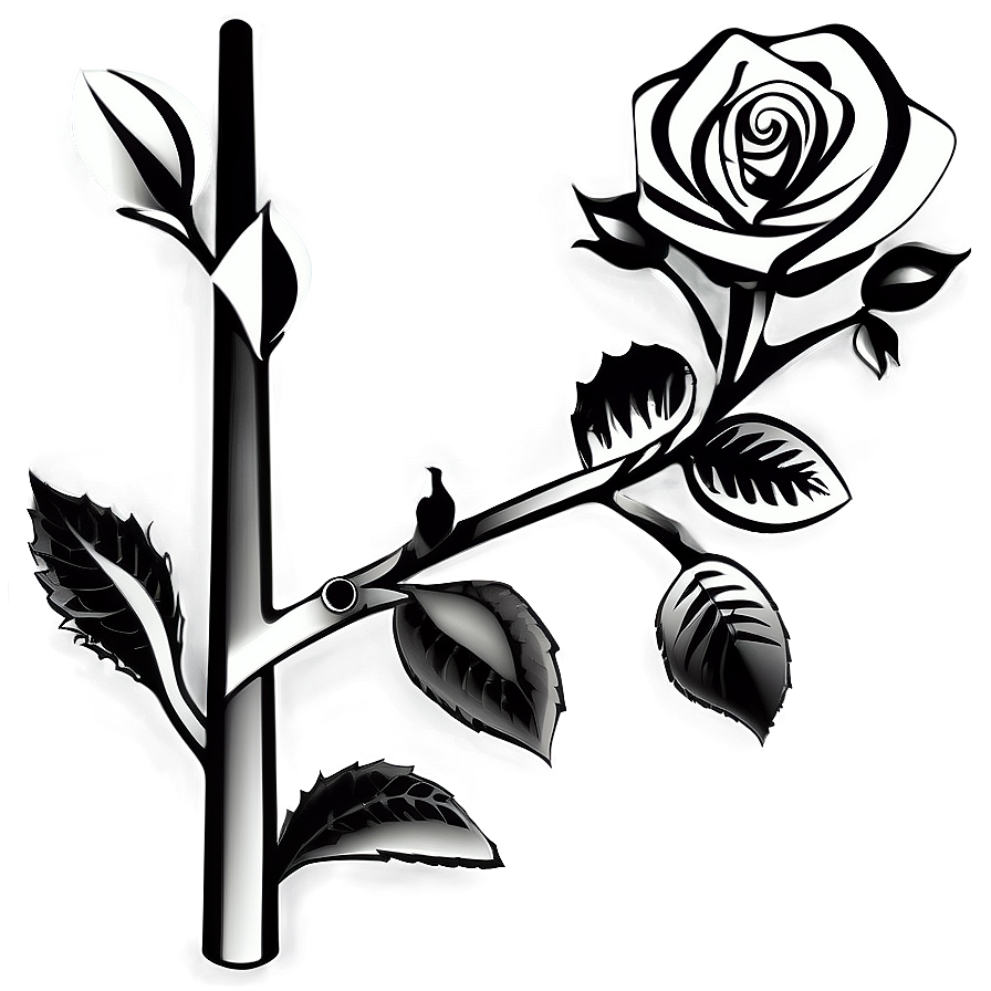 Stylized Rose Black And White Png 25