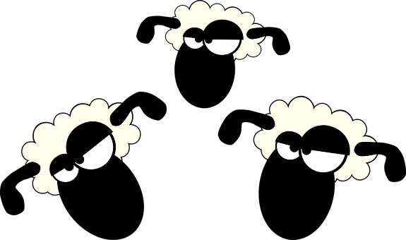 Stylized Sheep Cartoon Eyeson Black