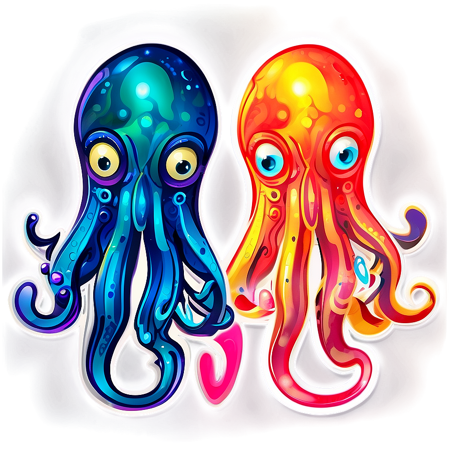 Stylized Squid Sticker Png 34