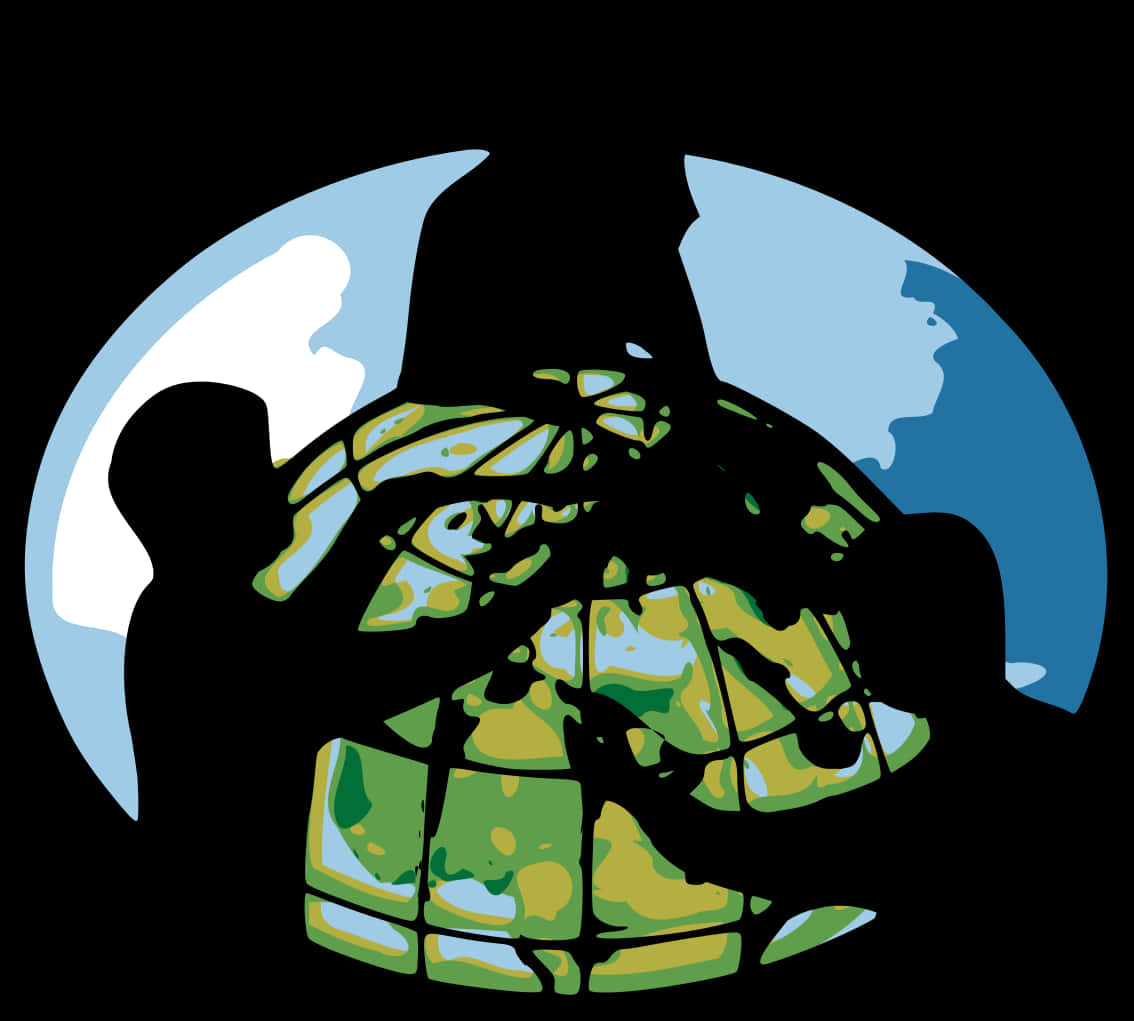 Stylized World Globeand Human Silhouette