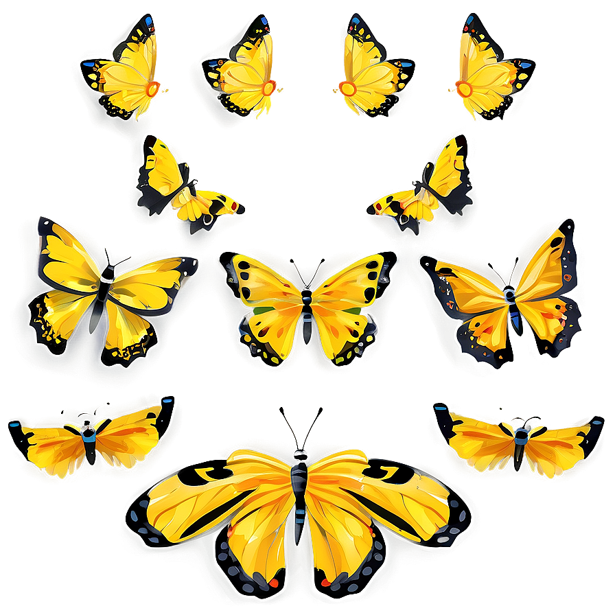 Stylized Yellow Butterfly Png 06292024