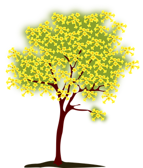 Stylized Yellow Flowering Tree