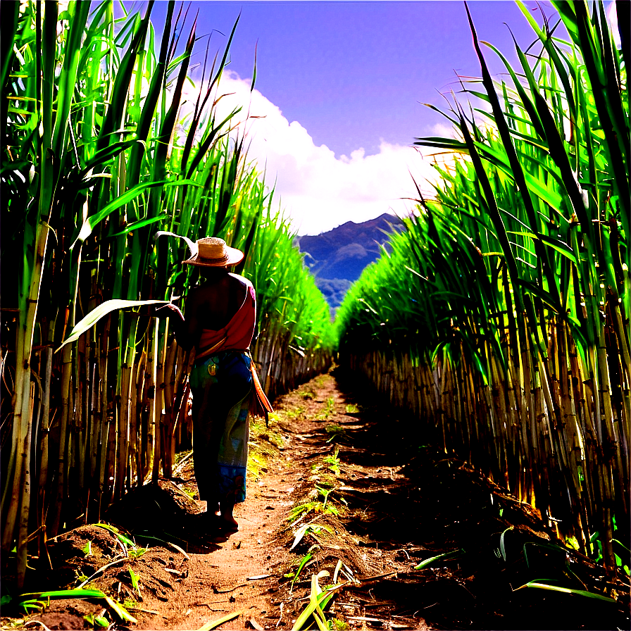 Sugarcane Farming Landscape Png 37