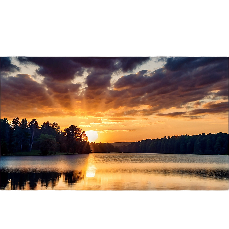 Summer Sunset Over Lake Photo Png Gek51