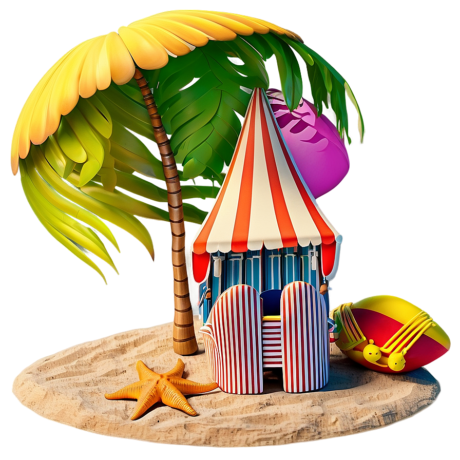 Summer Vibes Beach Scene Png Oip23