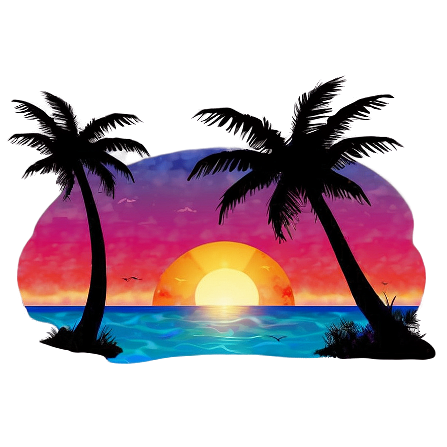 Summer Vibes Sunset Illustration Png Bup67